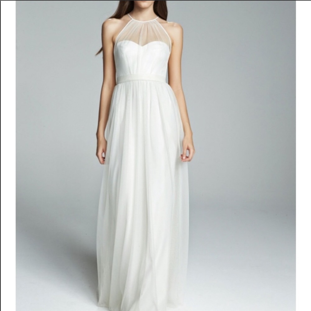 Amsale Chiffon Aliki Bridesmaid Dress in Ice Blue